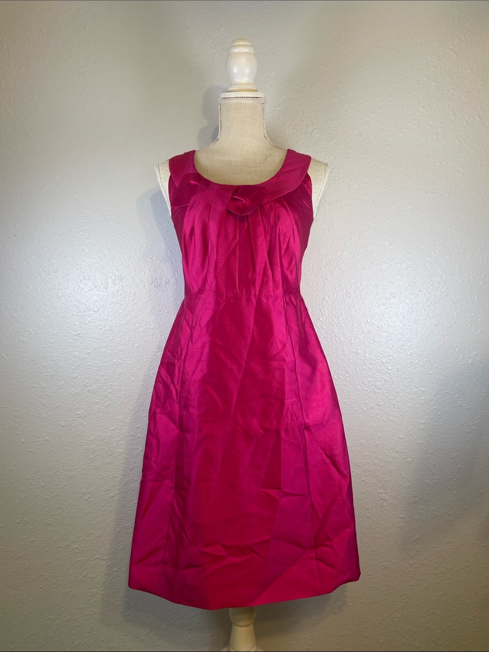 Kate Spade Pink Geo Dot Bow Neckline Chic Romantic Classic Retro Style Dress 2